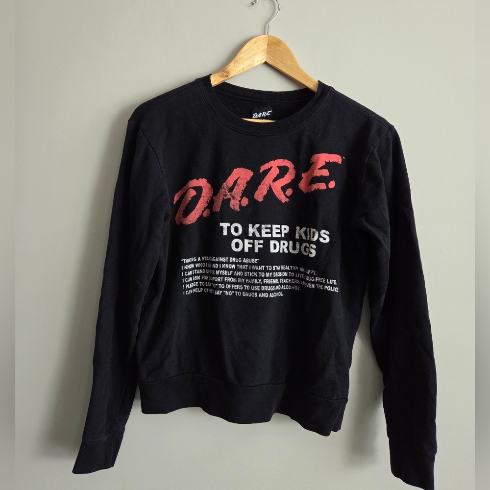 Rare Vintage D.A.R.E Long Sleeve Crewneck Sweatshirt Tee 80s 90s Y2k S